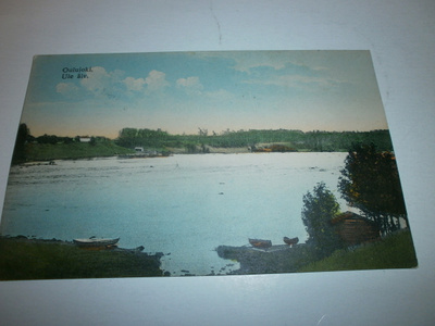 Oulujoki, vanha värikortti, p. 1934
