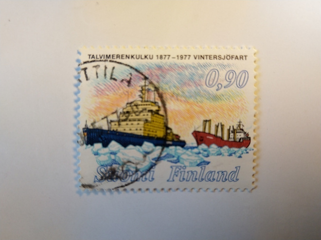 Postimerkki Talvimerenkulku 1877 - 1977