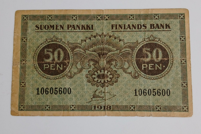 Suomen Pankki 50 penniä vuodelta 1918