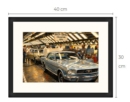 Uusi Ford Mustang art print kehystetty 30 cm x 40 cm