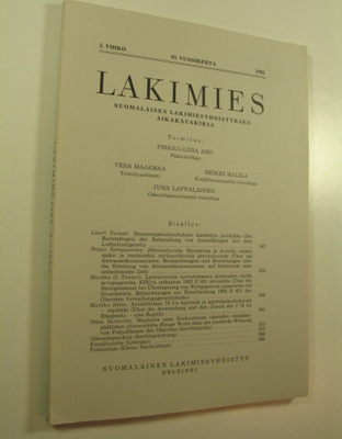 Lakimies, 83. vuosikerta (1985), 3. vihko : suomalaisen l...