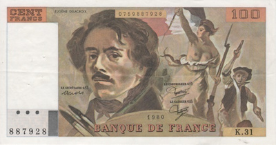 (B0124) FRANCE, 1980. 100 Francs. P-154b. VF