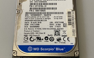 WesternDigital 500GB 2,5” SATA Kiintolevy