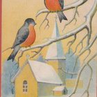 Linnut oksilla, kirkko taustalla - kulk v 1925 - pikkukuva 1