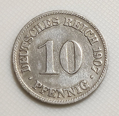 Saksa 10 Pfennig 1907D