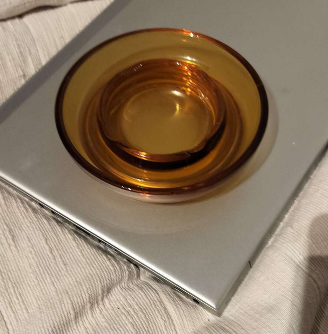 Vintage amber lasi tuhkakuppi