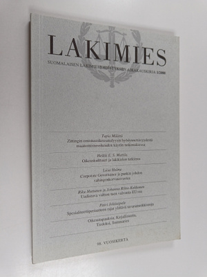 Lakimies 1/2000 : Suomalaisen lakimiesyhdistyksen aikakau...