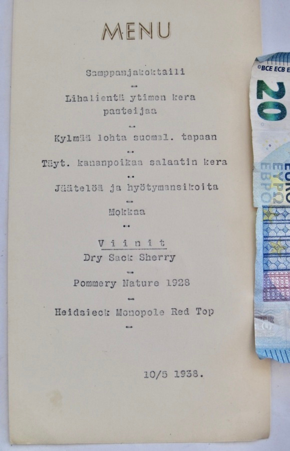 VANHA Ruokalista Menu 10.5.1928 Vapaussota 20 v Voittojuhla?