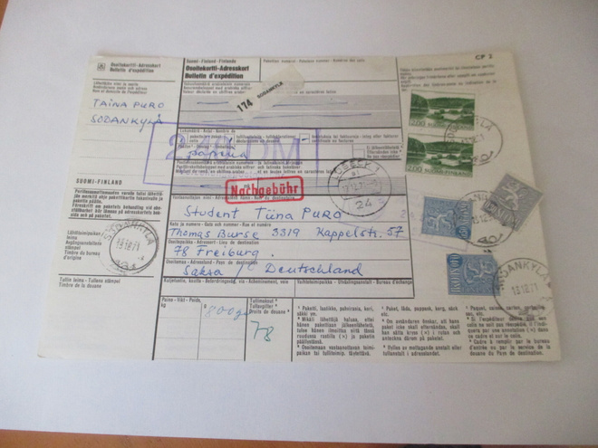 1971 Sodankylä pakettikortti Saksaan