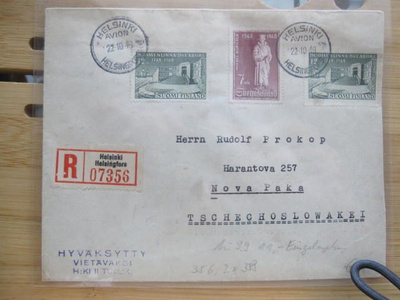 R-Helsinki kuori 1948 Tsekkiin tullin ja tuloleimoin