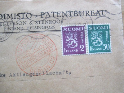 Firma kuori kai ilmapostitse Hesasta Berliiniin 1932