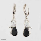 + 394 ..18k Valkokulta Duble Zircon Upeat Cat .. Korvakorut - pikkukuva 4