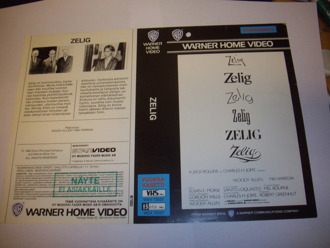 Vhs kansipaperi Fix - ZELIG (Sis.postikulut)