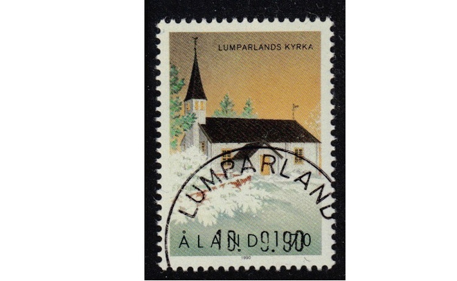 Ahvenanmaa Lumparland kirkko ja leima o