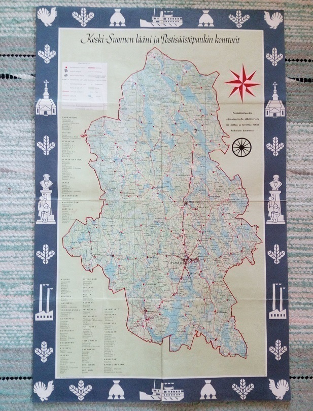 Keski-Suomen läänin Postisäästöpankkikartta
