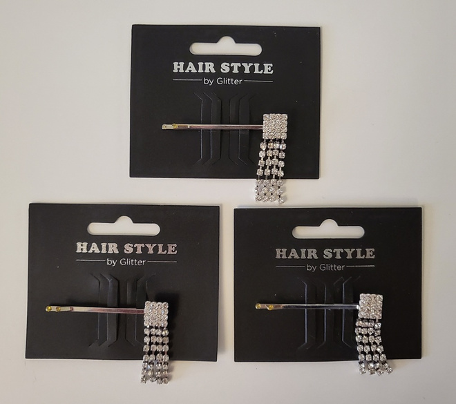 Glitter strassipinni hiuksiin, 3 kpl, uusia