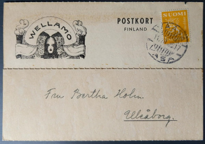 Vakuutusyhtiö WELLAMOn ilmoitus, Vaasa 1938, firmapostia