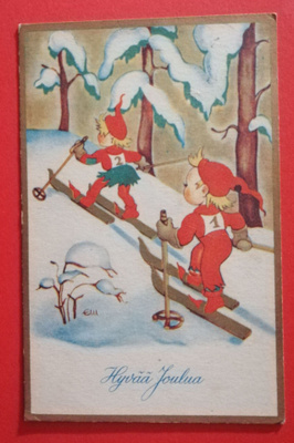 Vanha joulukortti kulk 1949