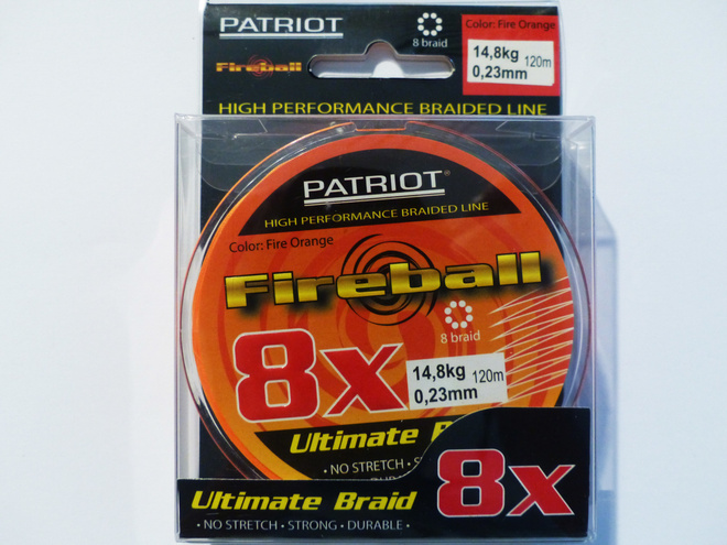 PATRIOT FIREBALL 8X 120m, 0,23mm, 14,8kg Väri: Fire Orange