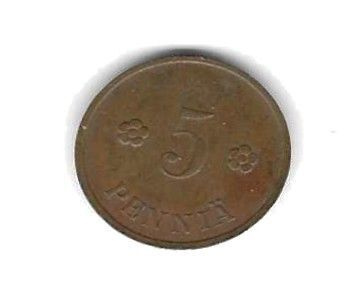 1934 5 PENNIÄ KOLIKKO KÄYTETTY
