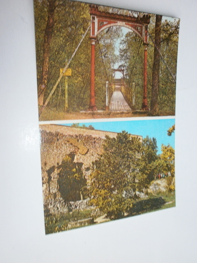 Eesti, Viljandi, riippusilta ja rauniot, vanh. väripk, 1982