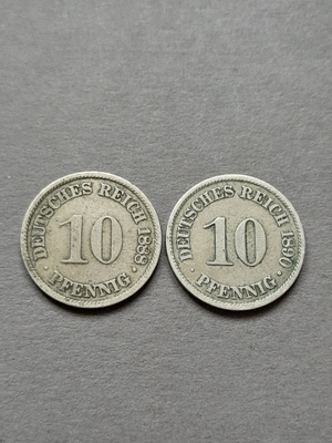 Deutsches Reich 10 pfennig 1888A,1890A