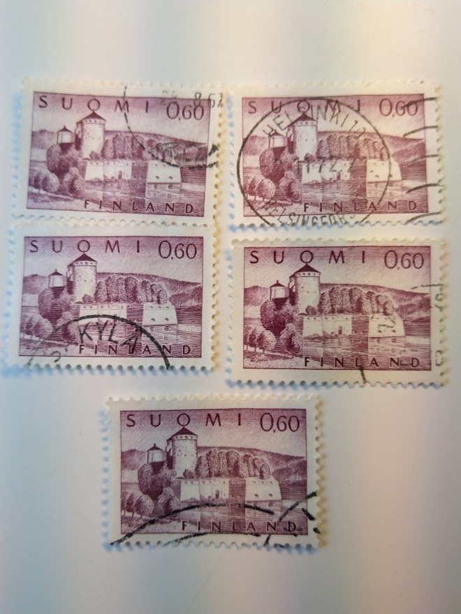 Malli 1963 Olavinlinna lila postimerkki 0,60 markka