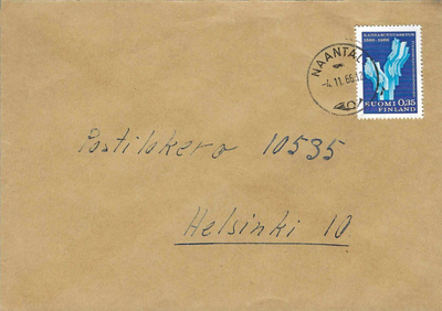 NAANTALI 4.11.66 LEIMA KUORI KANSAKOULUASETUKSEN 100V. MERKI
