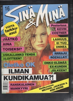 Sinä & Minä n:o 16 1992 Älä kerro äidille. Kevin Costner.