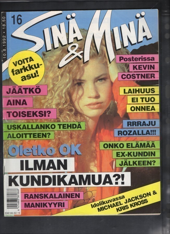 Sinä & Minä n:o 16 1992 Älä kerro äidille. Kevin Costner.