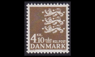 Tanska 500 ** Vaakuna 4,10 kr oliv.ruskea (1970)