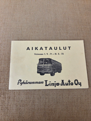 Pyhärannan linja-auto aikataulu 1972