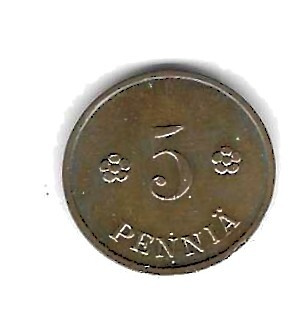1939 5 PENNIÄ KOLIKKO KÄYTETTY