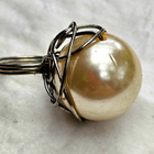 Vintage Adjustable Ring with Large Pearl - pikkukuva 3