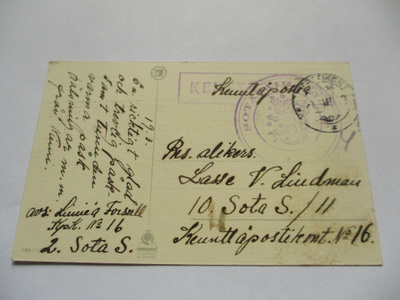 1940 Sotasairaala 2 kp pikkukortti 168/10 ruotsink.