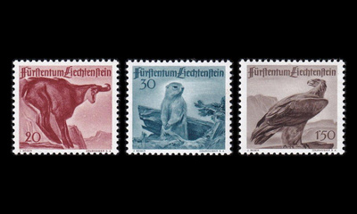 Liechtenstein 253-5 ** Metsästys (1947)