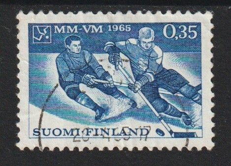 1965 Jääkiekon MM-kisat merkki leimattuna