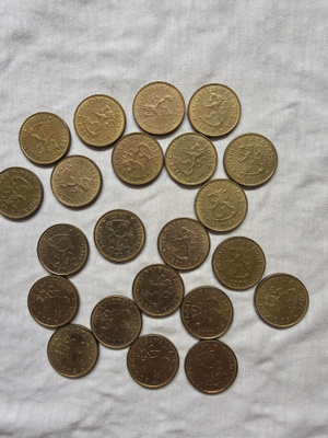 Suomi 20 penniä 1963–1983 kolikkoerä (K ja N), 22 kpl