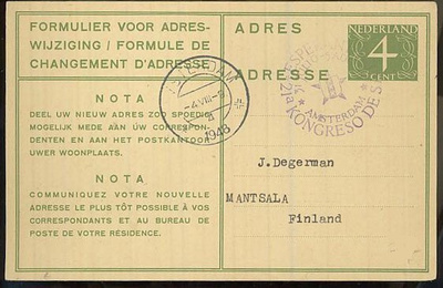 Hollanti 1948 erikoisleimakortti