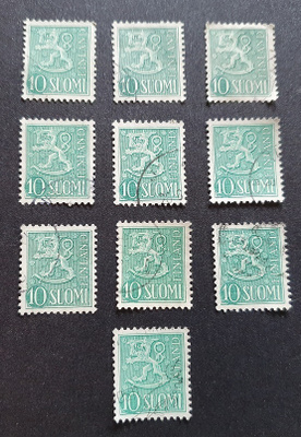 10 x Leijonamalli 1954 10 markkaa vihreä