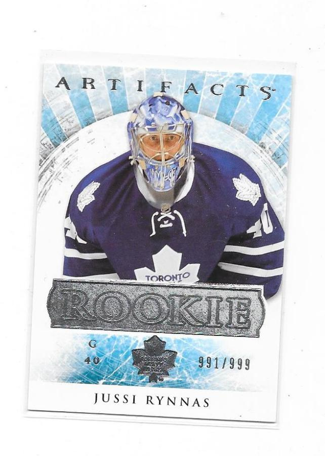 12-13 UD Artifacts #198 Jussi Rynnäs Toronto Ässät RC /999