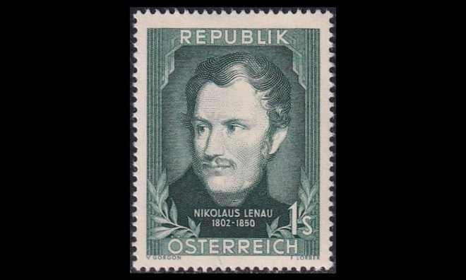 Itävalta 975 ** Runoilija Nikolaus Lenau (1952)