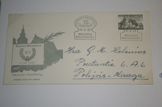 FDC kuori 3.3.1957 yleismerkki 50mk