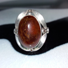 Vintage Venäläinen hopea meripihka Amber sormus 875 - pikkukuva 4