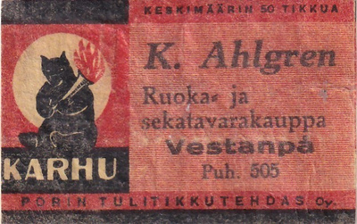 Vestanpå. K. Ahlgren, Karhu    8/9