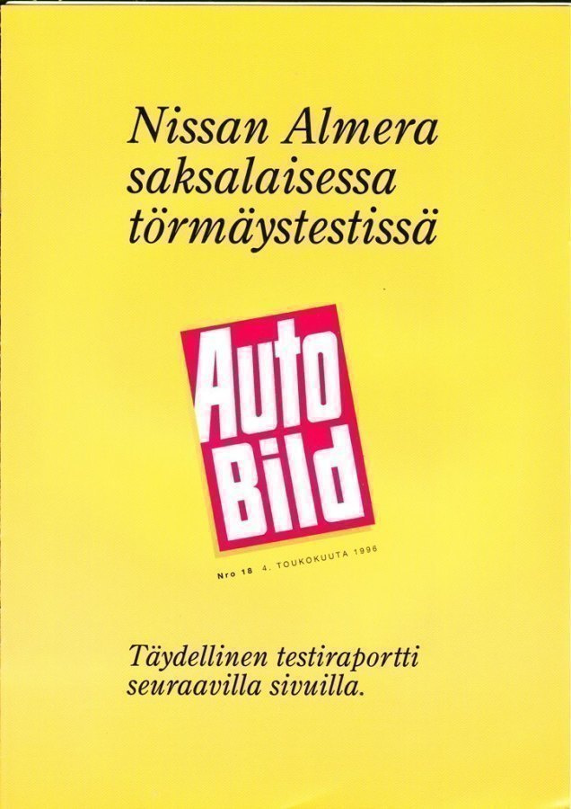 Nissan Almera turvallisuus -esite, 1996
