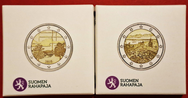 2 x 2 € Suomi PROOF: Koli kansallismaisema + Saunakulttuuri.