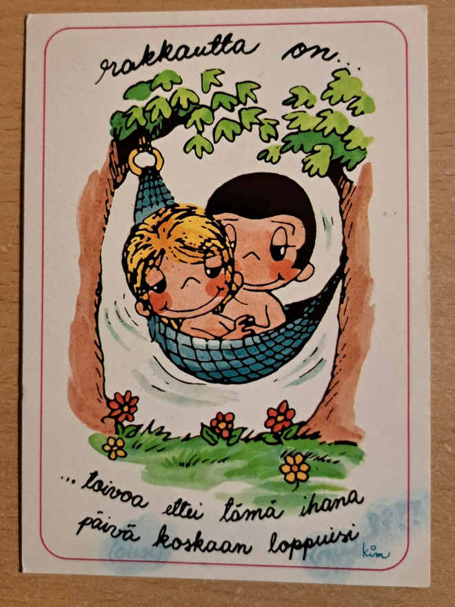 Kim: rakkautta on...toivoa ettei tämä...käsipostia