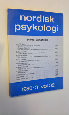 Jan-Erik Ruth ym. : Nordisk psykologi nro 3/1980 vol. 32