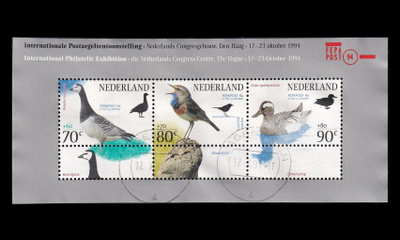 Alankomaat 1501BL41 o Postimerkkinäyttely lintuja (1994)